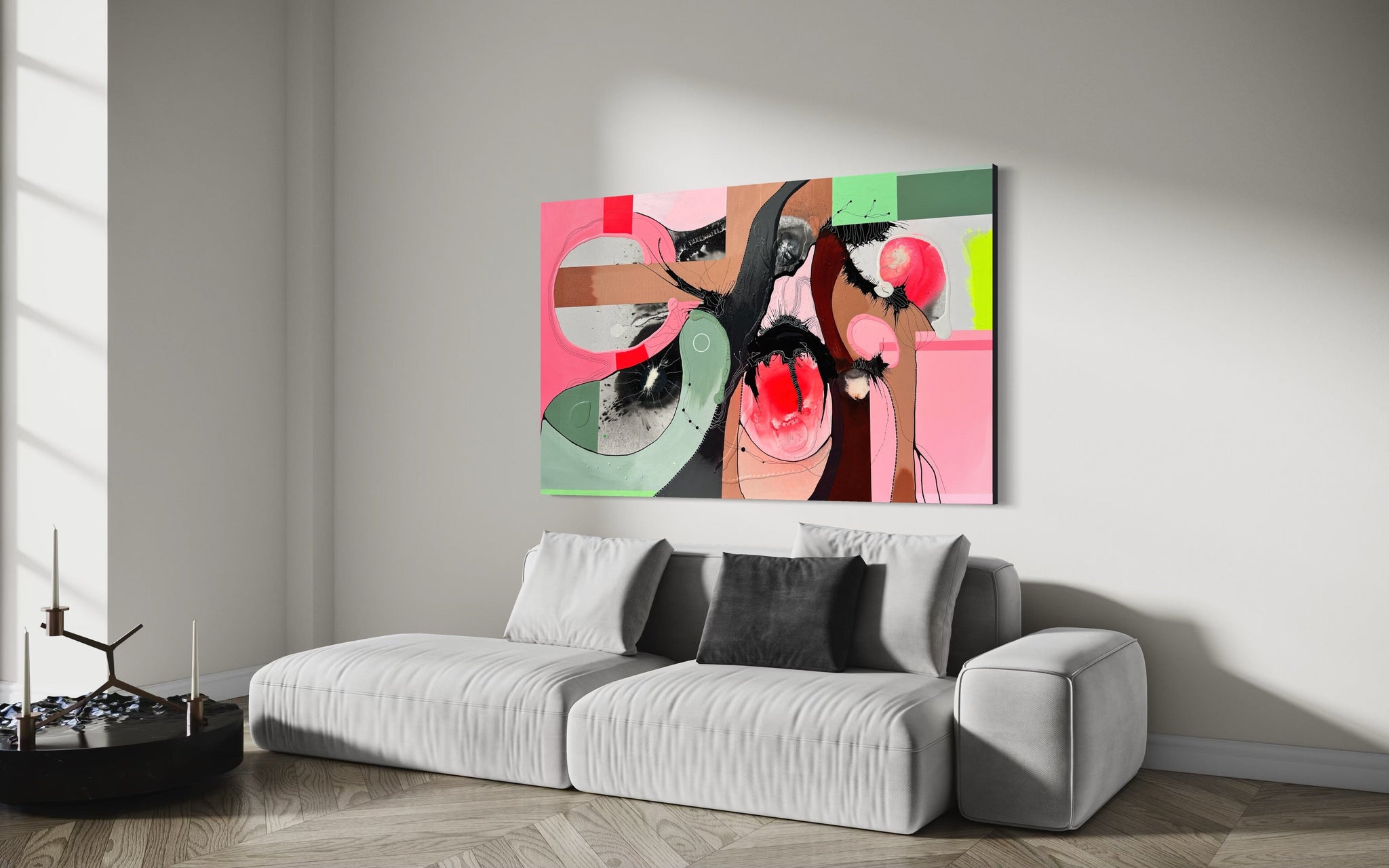 Currents of desire 160x100 cm w oak frame