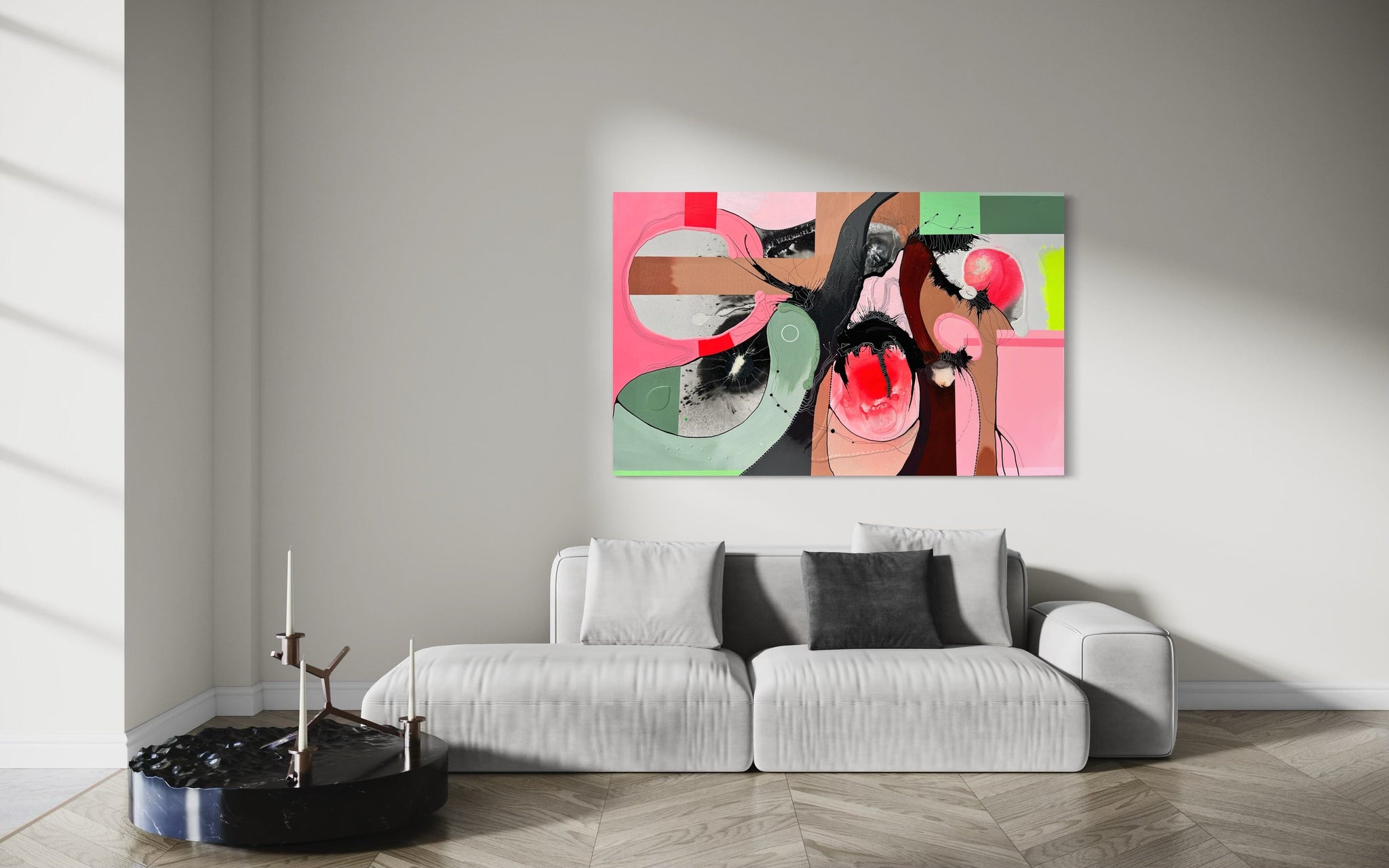 Currents of desire 160x100 cm w oak frame