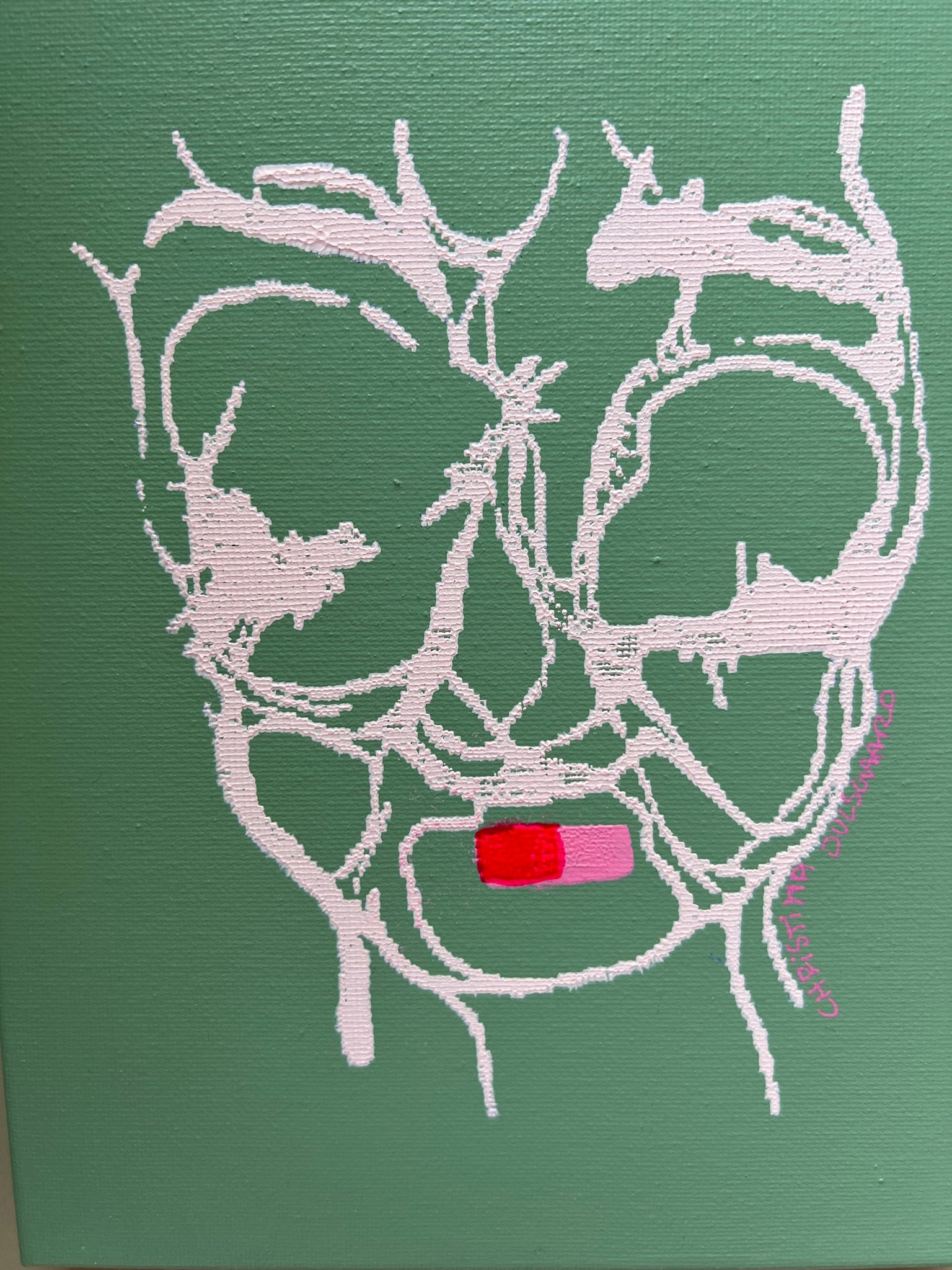 Mini mask Dusty green / pink 24x18 cm