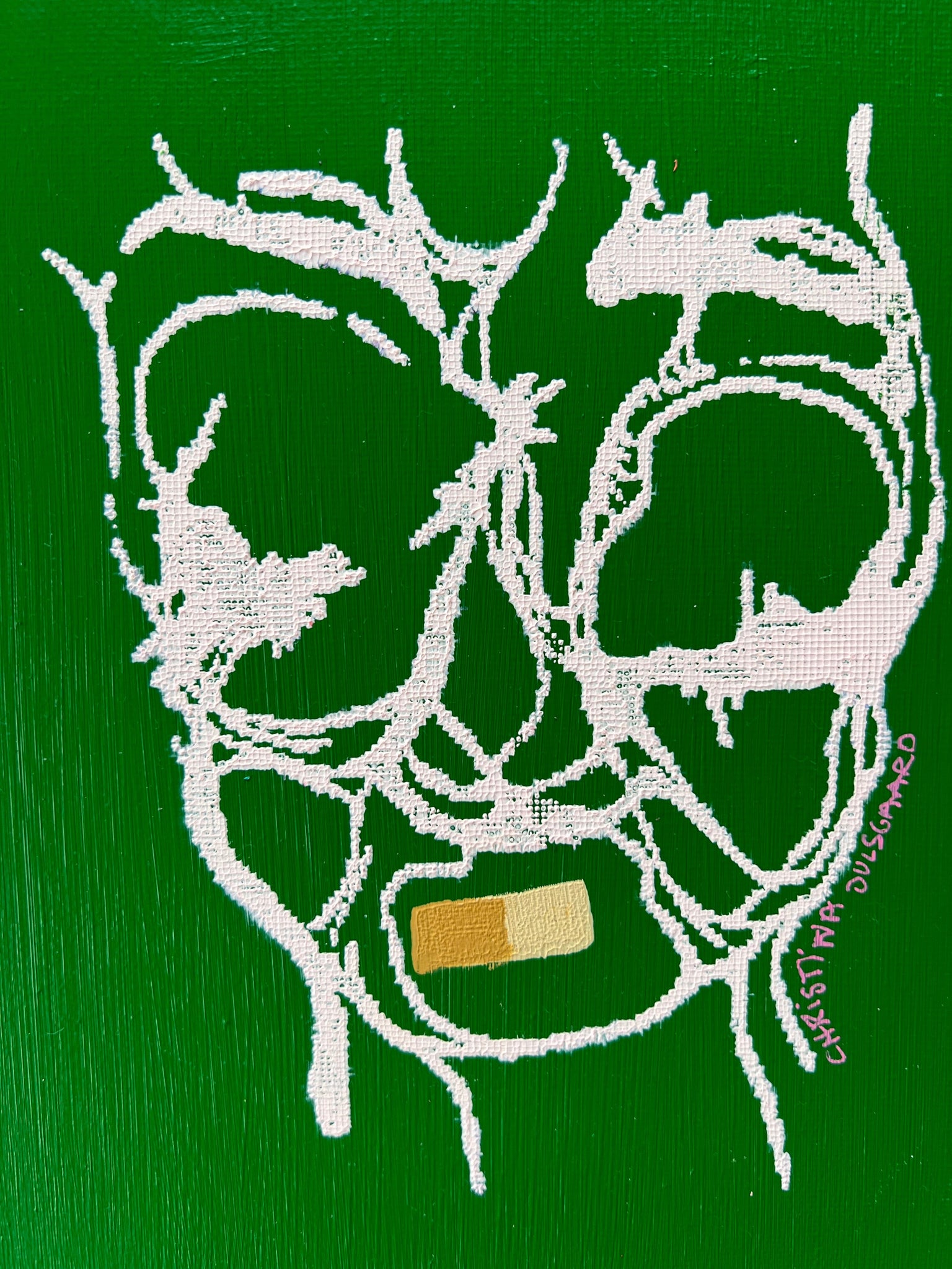 Mini mask dk. green  / nude 24x18 cm