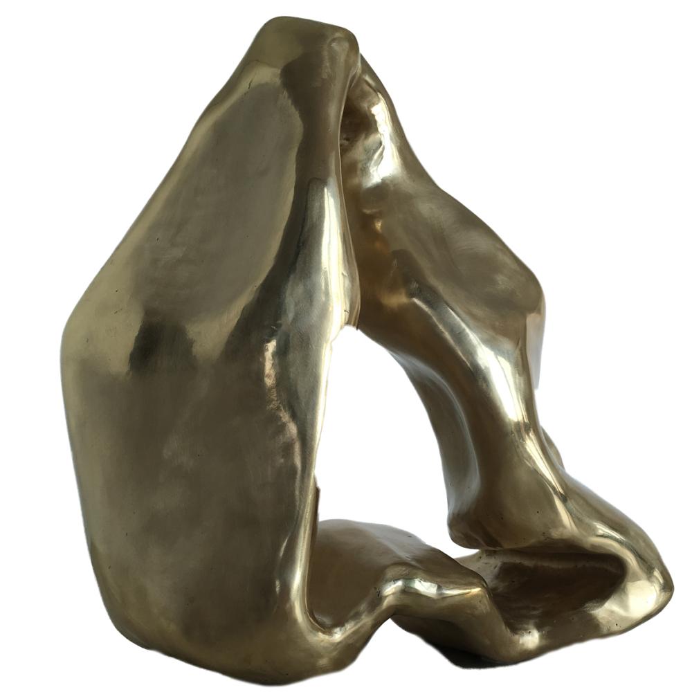 Sculpture model 3 Polished brass patina H 42 x B 38 cm